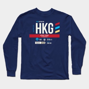 Hong Kong (HKG) Airport Code Baggage Tag Long Sleeve T-Shirt